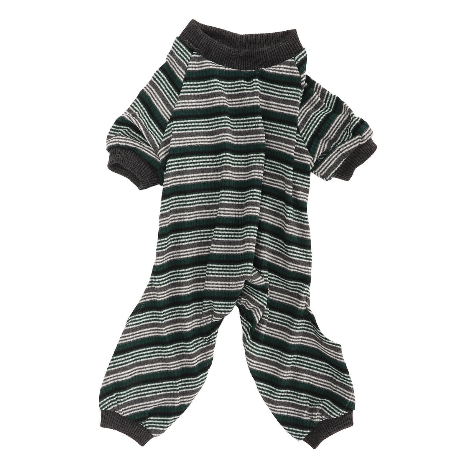 Striped Dog Pajamas Soft Elastic Spring Summer Onesie Puppy Pajamas for Photo Shoots Parties Green S(for 2-4kg)