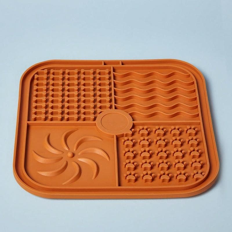 1/2pcs Square Dog Lick Mat, Silicone Slow Feeder Dog Bowl Mat with Suction Cup, Dog Training Pad Orange