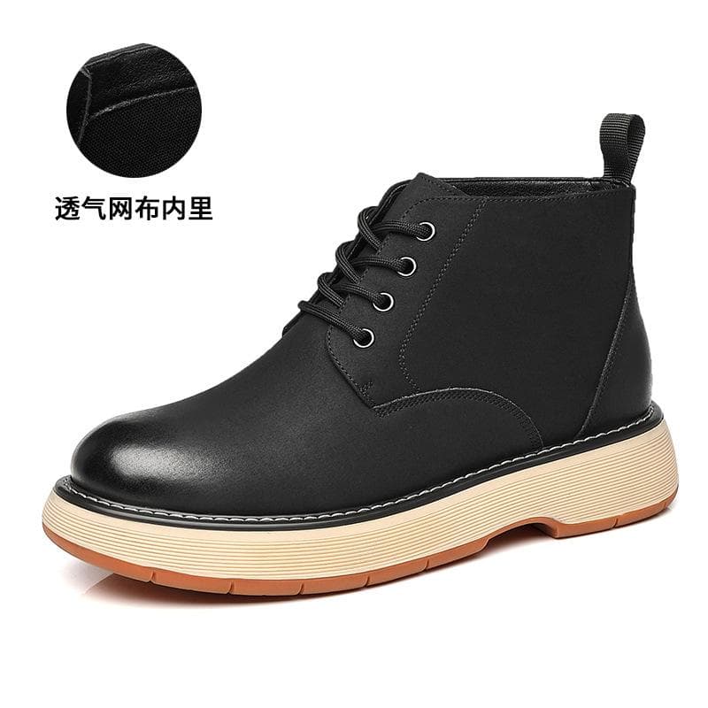 Martin Boots Men's British Big Head Leather Shoes High-top Men's Shoes Plus Velvet Trend Tooling Boots British Style Short Boots 44