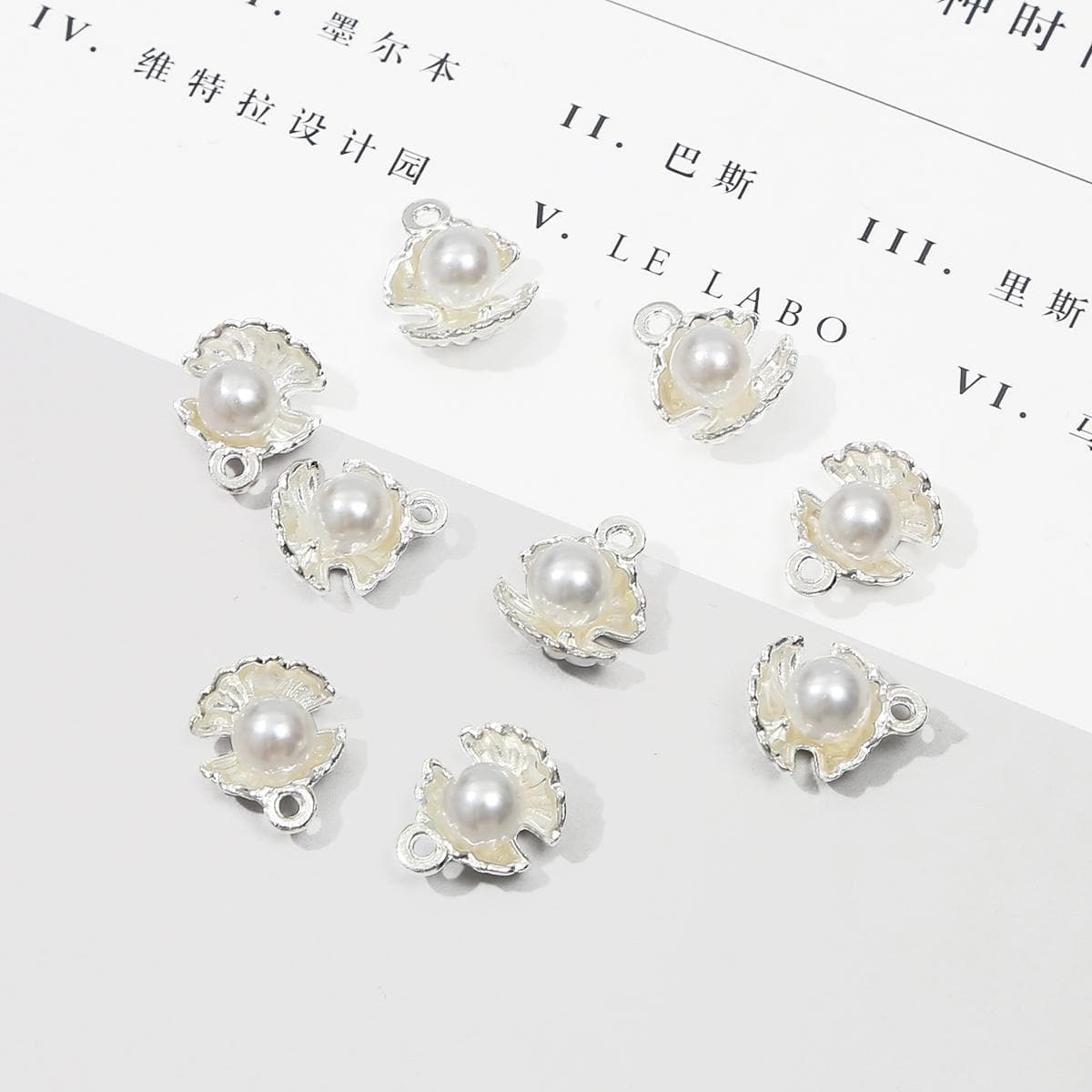 5Pcs Metal Imitation Pearl Charms Pendant For DIY Jewelry Making silver