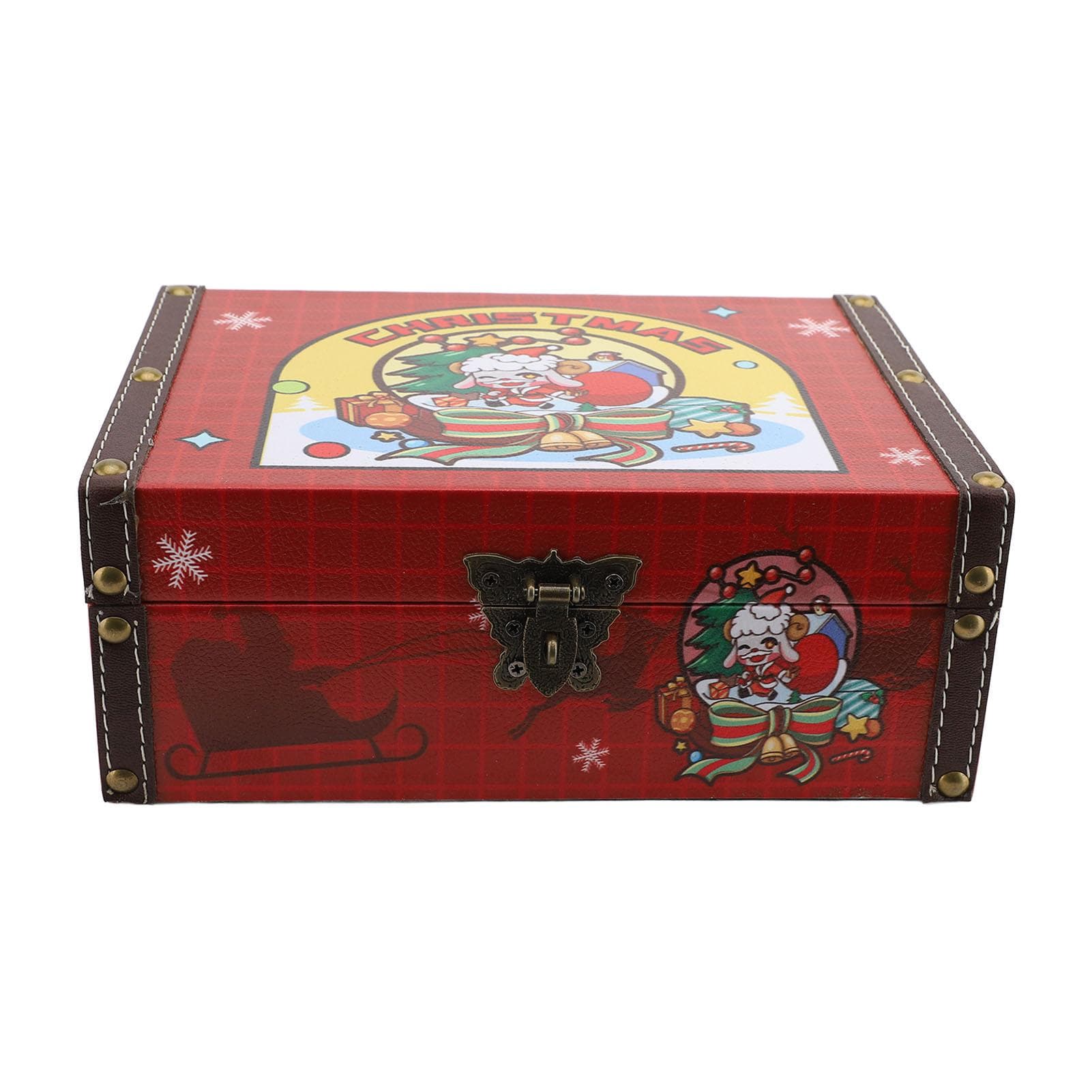 Wooden Storage Box with Password Lock Cartoon Sheep Vintage Organizer for Food Jewelry Presents