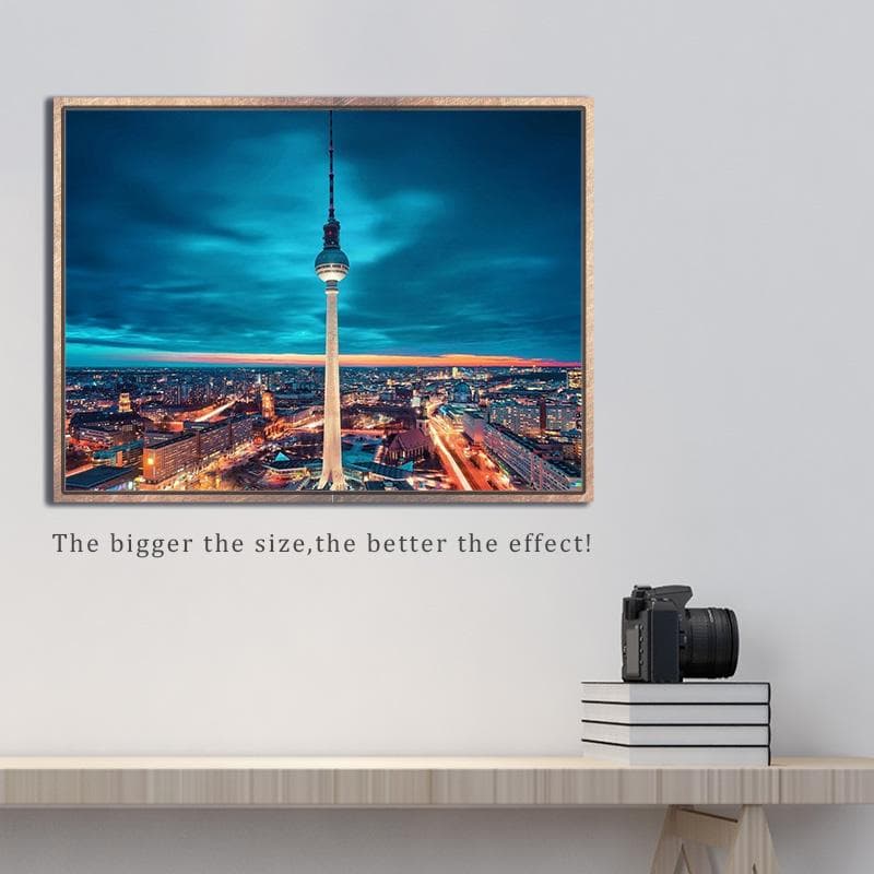 Diamond Embroidery Diamond Painting TV Tower Landscape Full Drill Round 5D DIY Picture of Rhinestone 20X30CM