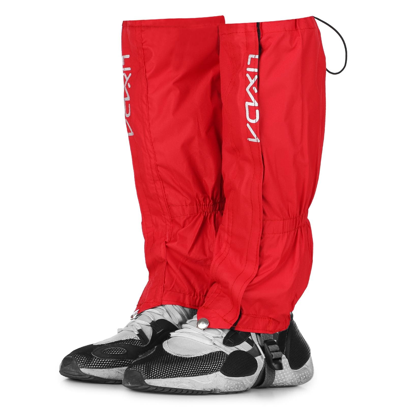 Lixada 1 Pair of Gaiters Outdoor Zippered Closure Wear Water Resistant Cloth Gaiters Leggings Cover for Biking Snowboarding Hiking red