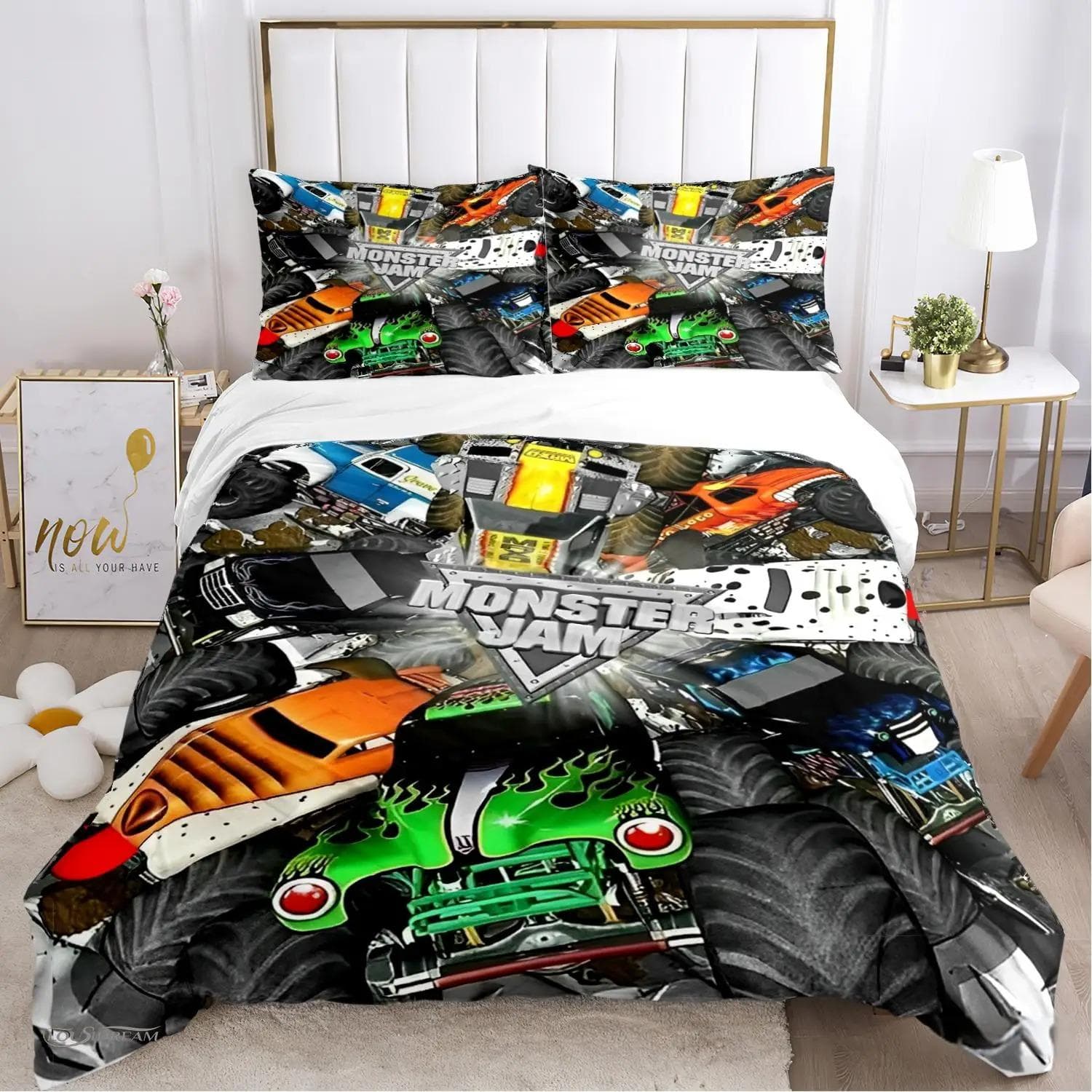 Cartoon Monster Truck All Season Duvet Cover Comforter Bedding sets Soft Quilt Cover and Pillowcases SingleDoubleQueenKing EU Single 135x200cm