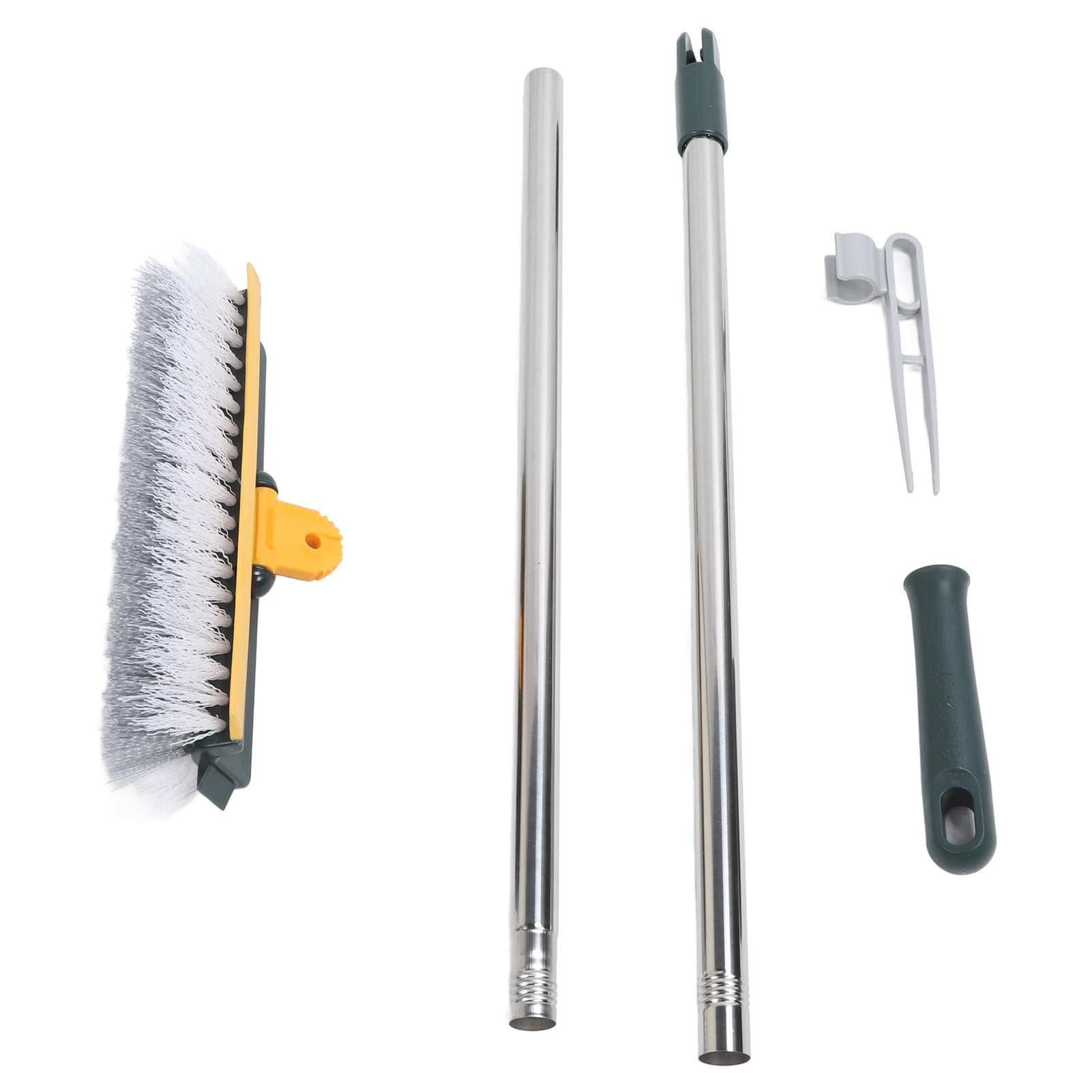 2 in 1 Floor Brush Scrubber Long Handle Grout Brush Stiff Bristle Tile Brush 180 Degree Rotating green