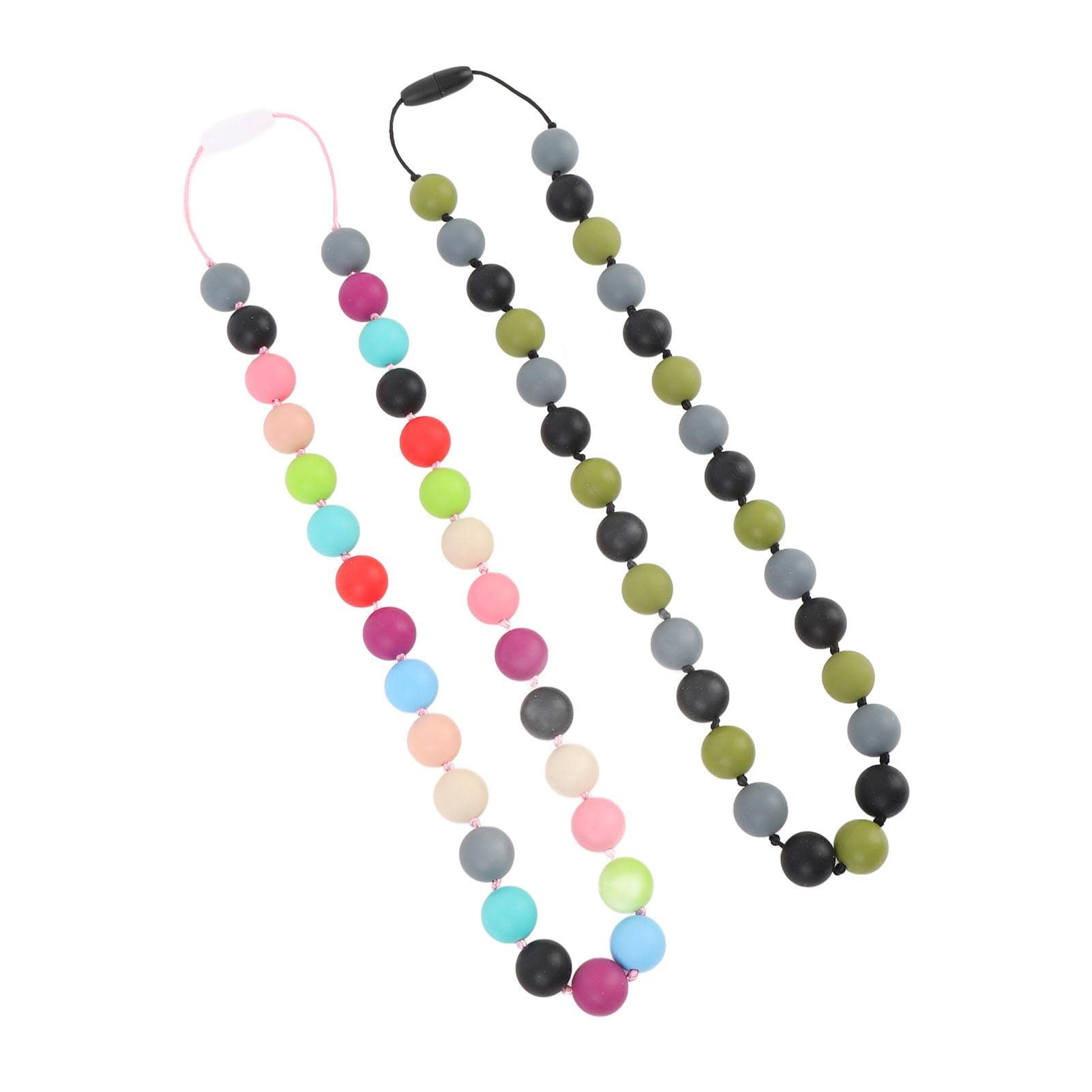2pcs Silicone Sensory Necklace Set Adjustable Strap Stylish Soft Anti Slip Sensory Necklace for