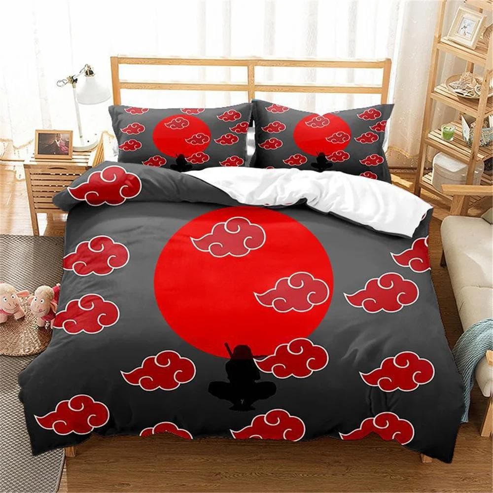 Red Cloud Anime 3D Cartoon Duvet Cover Sets Comforter Bed LinenKids Bedding Set Akatsuki Japan Twin Queen King Single Size Gift AU Double 180x210cm