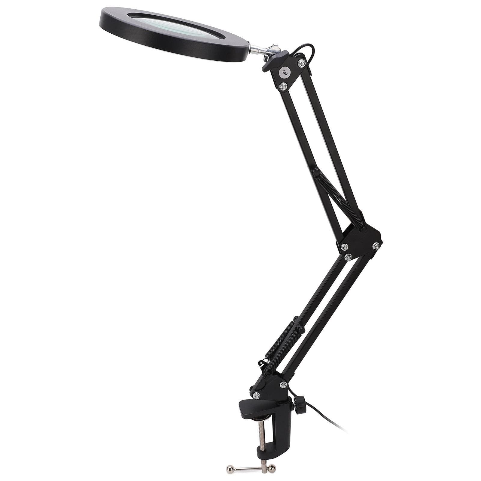 5X Magnifying Glass with LED Light Flexible Arm 10 Level Brightness 3 Colors Workbench Light with