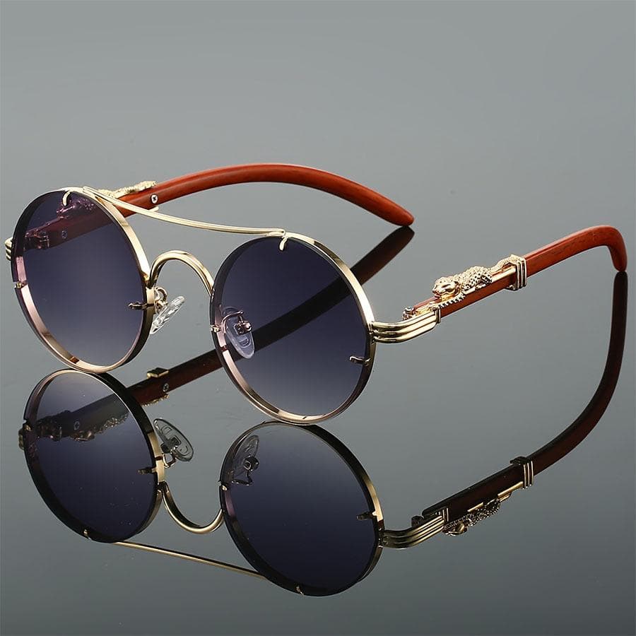 Vintage Round Sunglasses Men Women Retro Double Bridge Multicolor Shades Fashion Trendy Luxury Sun Glasses