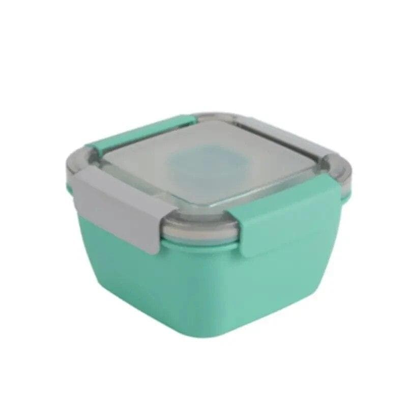 Salad Lunch Box Container With 37-oz Salad Bowl, 3 Compartments And 2-oz Sauce Container For Salad Toppings Or Snacks 3&1100ml&1 green