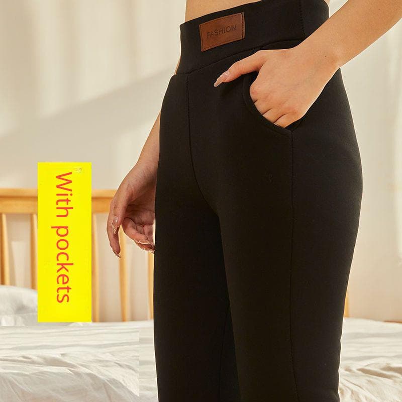 Ultra Thick Lamb Cashmere Leggings for Women's Winter New Plush and Thickened High Waisted Elastic Warm Pants 2XL