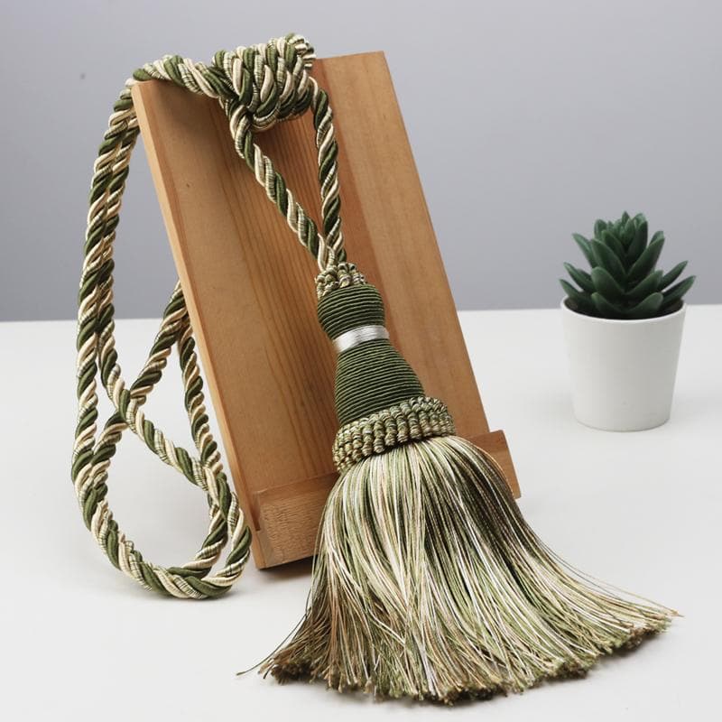 1 Pack Curtain Tiebacks Tassel Drapery Tie-Backs Rope Handmade Holdbacks Home Office Hotel Decorative 1PC green