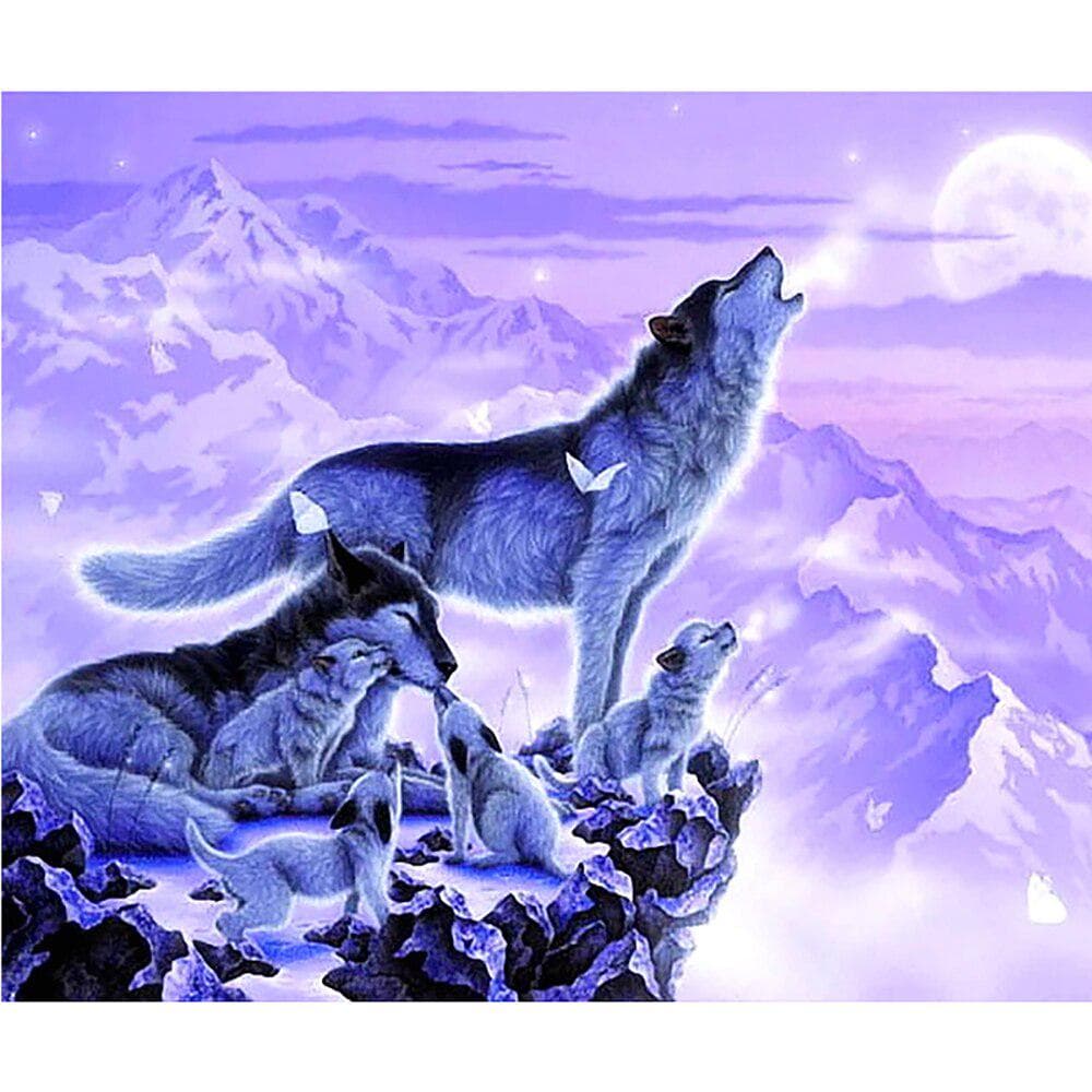 5D DIY Diamond Painting Wolf family Embroidery Cross Stitch Rhinestone Mosaic Home Decor 20X30CM