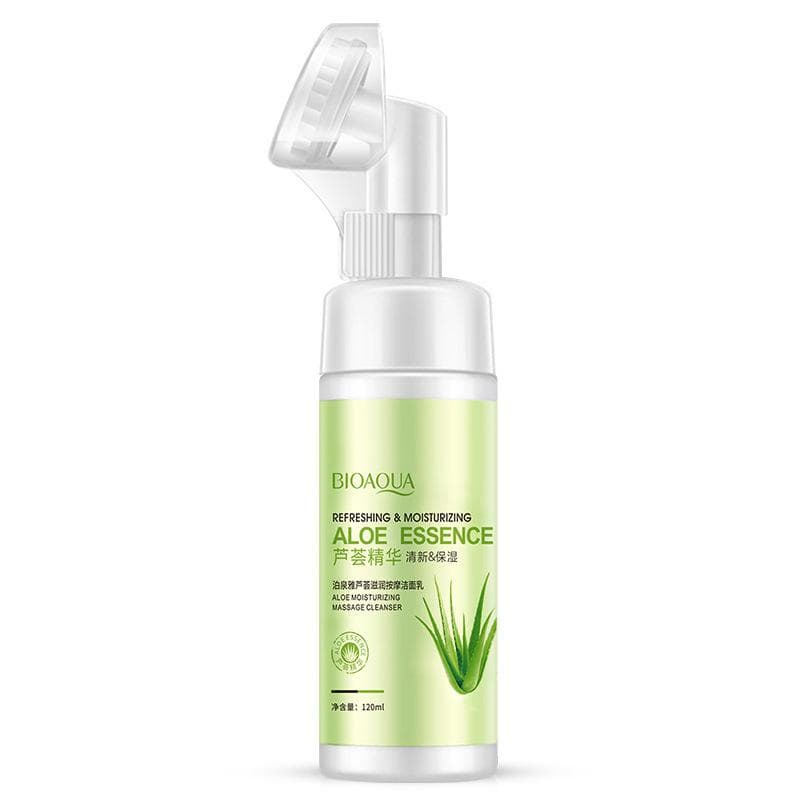 Aloe Moisturizing Facial Foam Cleanser Cleansing Brush Oil-control Face Scrub Blackhead Removal Shrink Pores 120ml