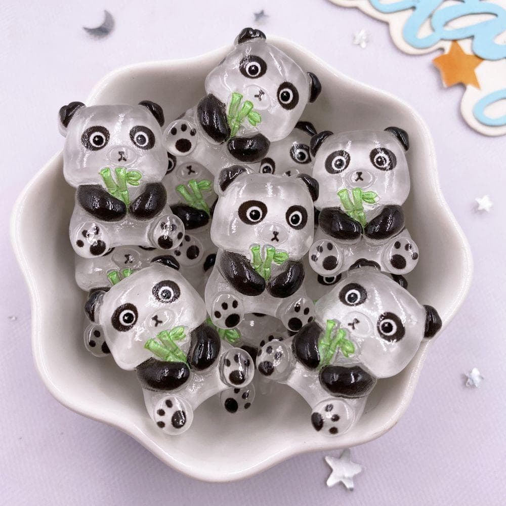 10PCS Resin Kawaii Colorful Candy Color Cartoon Panda Rabbit Bear Fox Flatback Stone Figurine Scrapbook Bow DIY Craft Supplies