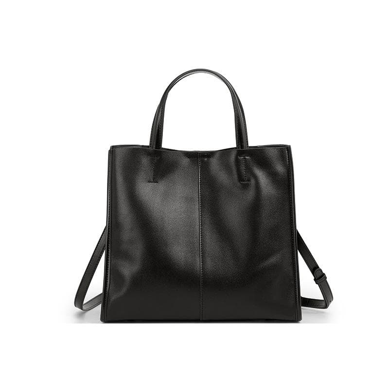 Vintage Top Layer Pittot Bag Spring/Summer Crossbody Bag Large Capacity Bucket Shoulder Leather Handbag black