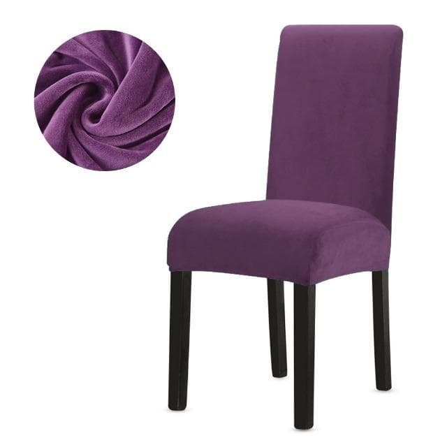 Super Soft Velvet Chair Covers Dining Room High Stretch Chair Seat Cover Plain Spandex Seat Cover for Kitchen Office orange