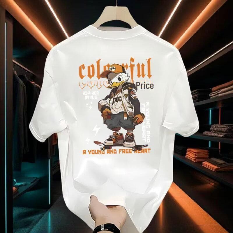 Men's High-End Cotton Printed Summer T-Shirt - Breathable, Short-Sleeve, All-Match Round Neck M
