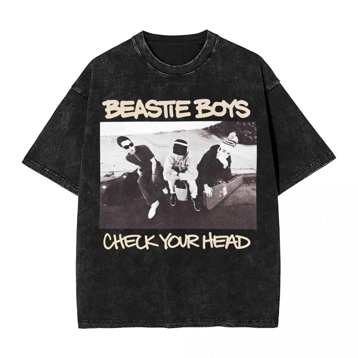 Vintage Camiseta Men's Women Beastie Boys Washed T-Shirt American Group Harajuku Short Sleeve Tee Streetwear Top XL
