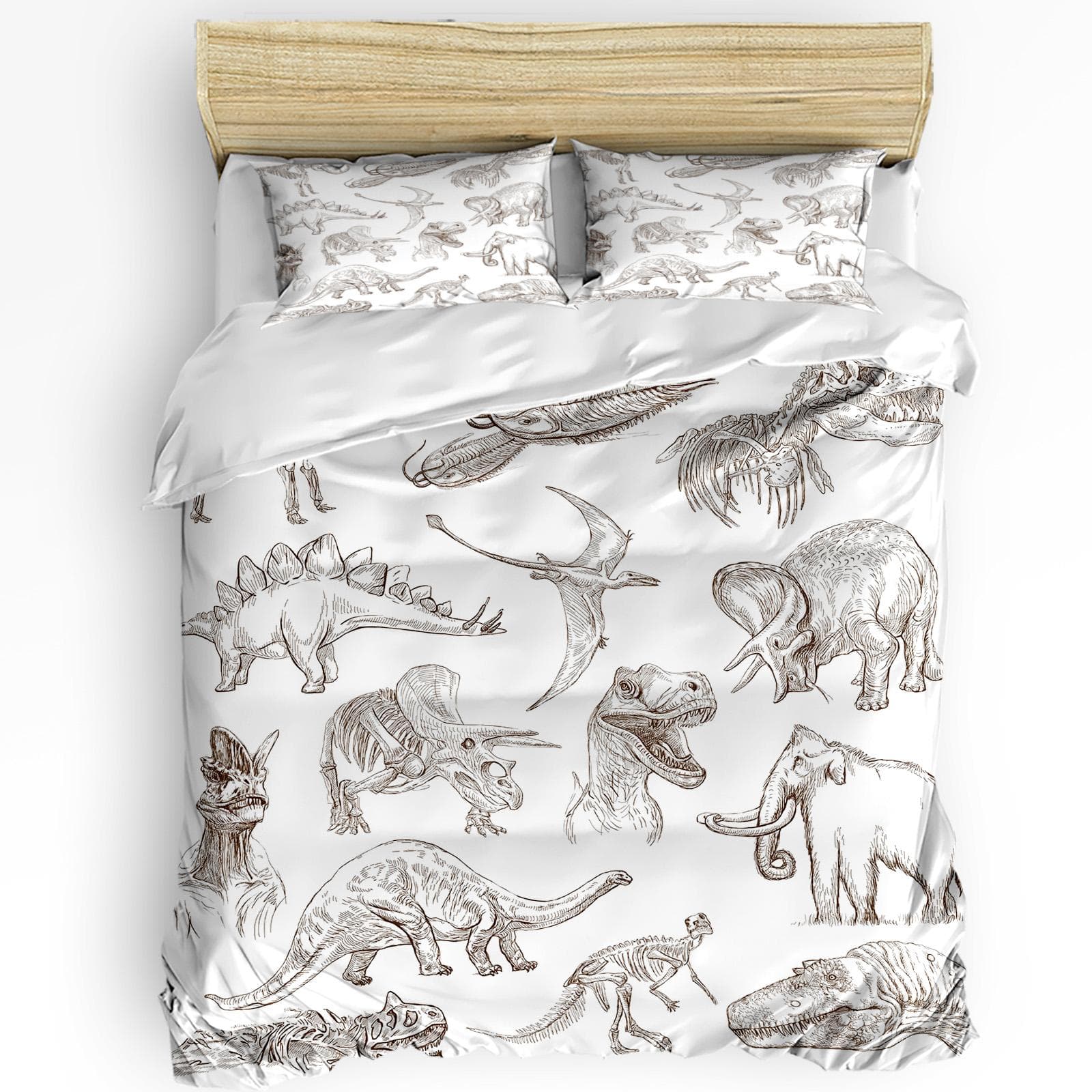 3pcs Bedding Set Cute Cartoon Dinosaur Kawaii Home Textile Duvet Cover Pillow Case Boy Kid Teen Girl Bedding Covers Set EU single(135x200cm)