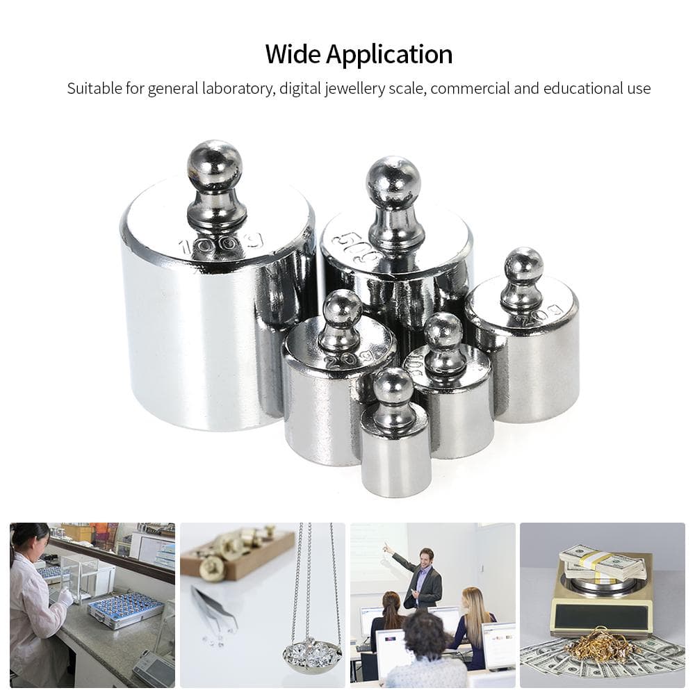 6pcs Weight 5g 10g 2x20g 50g 100g Grams Precision Calibration Weights Kit Set Total 200g with