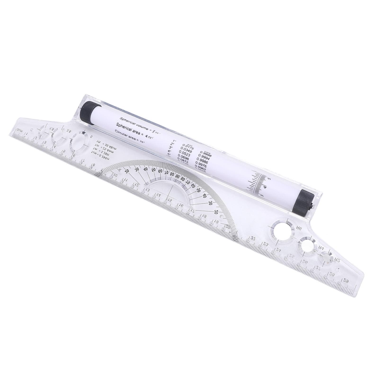 Rolling Ruler Parallel Line Arc Curve Drawing Measuring Roller Ruler with Built in Protractor 30cm 30cm/11.8in