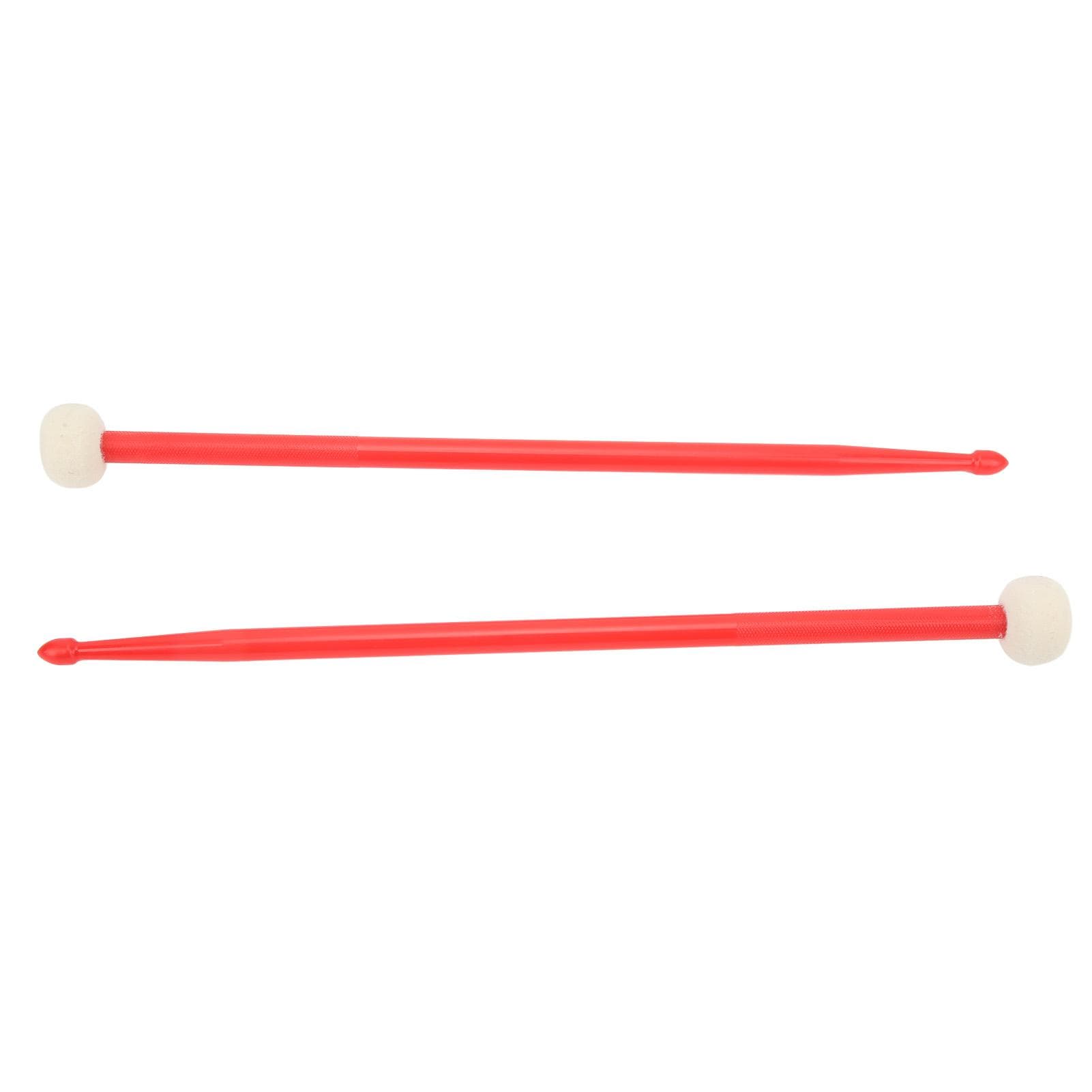 2Pcs Drum Mallet Felt Head Nylon Handle Double Headed Instrument Accessory Set Kit for Playing red