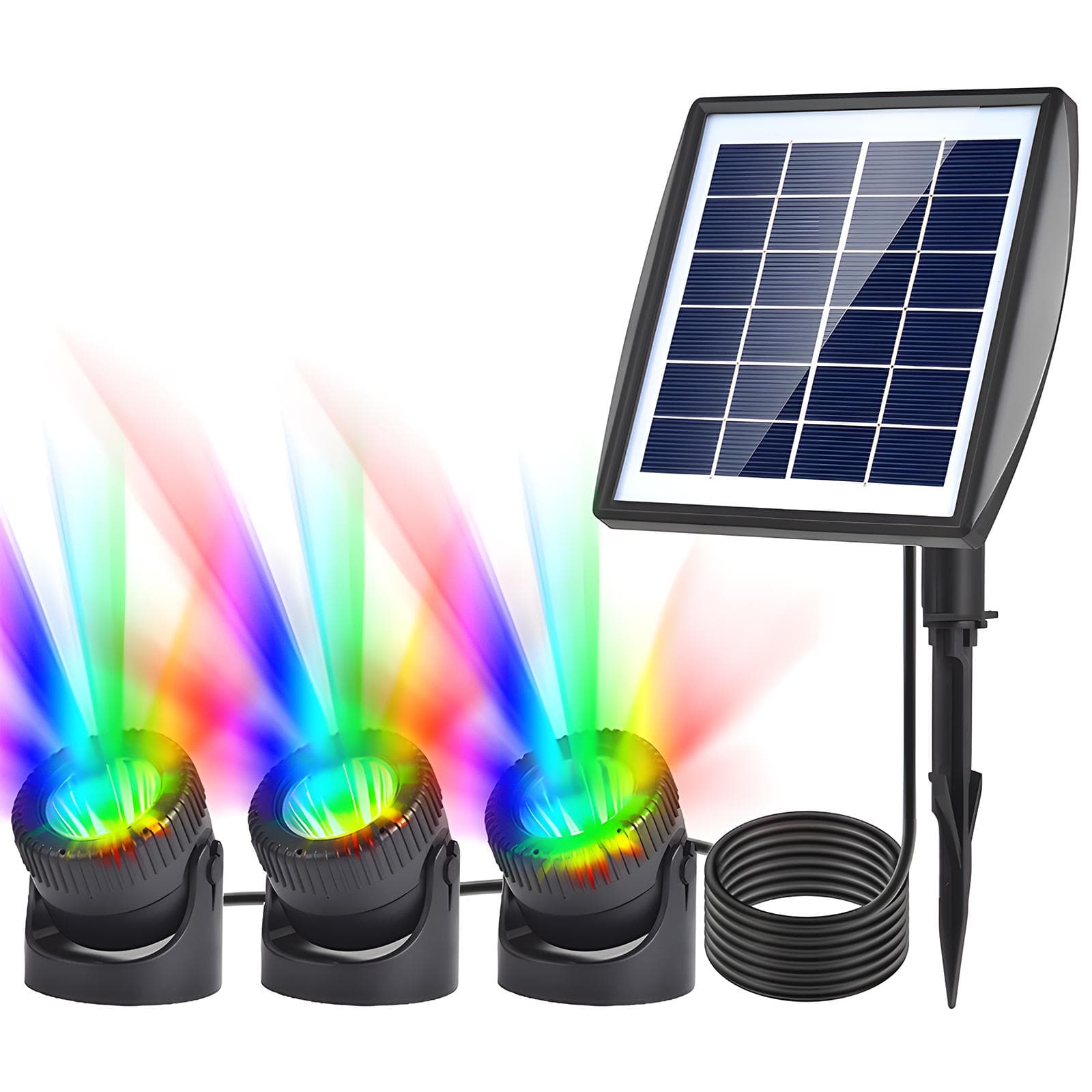 LED Solar Spotlights Waterproof Solar Powered Garden Pond Light Warm White Lawn Backyard Lighting Colored Light black