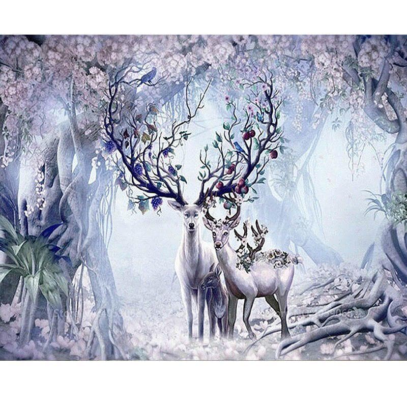 Diy Diamond Painting Forest Landscape Deer Full Circular Diamond Embroidery Cross Stitch Rhinestone 20X30CM