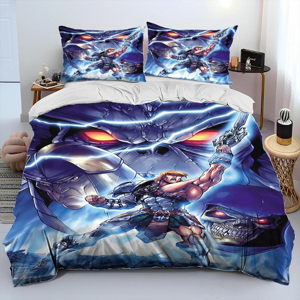 He Man and the Masters of the Universe Comforter Bedding Set,Duvet Cover Bed Set Quilt Cover Pillowcase,Queen Size Bedding Set EU single(135x200cm)