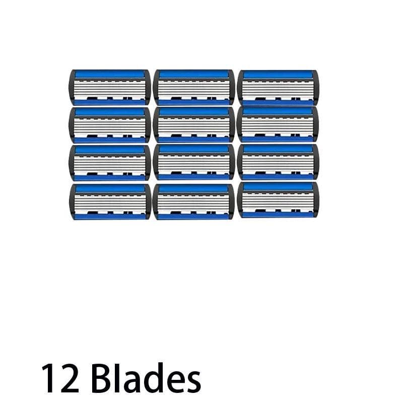 6-Layer Men's Razor with Holder and 12 Replacement Blades 12 blades