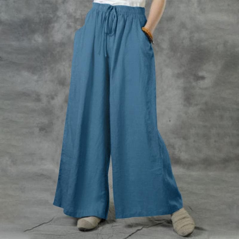 Women's Large Size Loose Casual Pants Female L blue