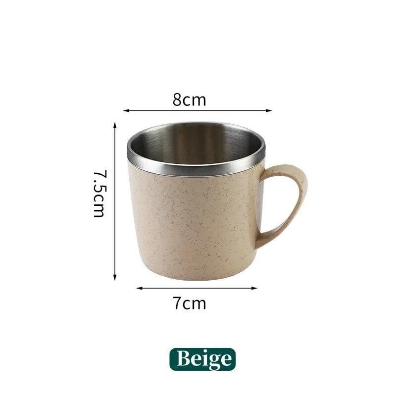 Anti-scalding Stainless Steel Water Cups Plastic Handle Coffee Milk Mug Tea Drinks Water Cup For Home Office beige