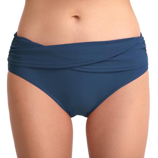 Women Mid Rise Bikini Bottoms Full Coverage Ruched Tankini Swimsuit Briefs Tummy Control XXL sea blue