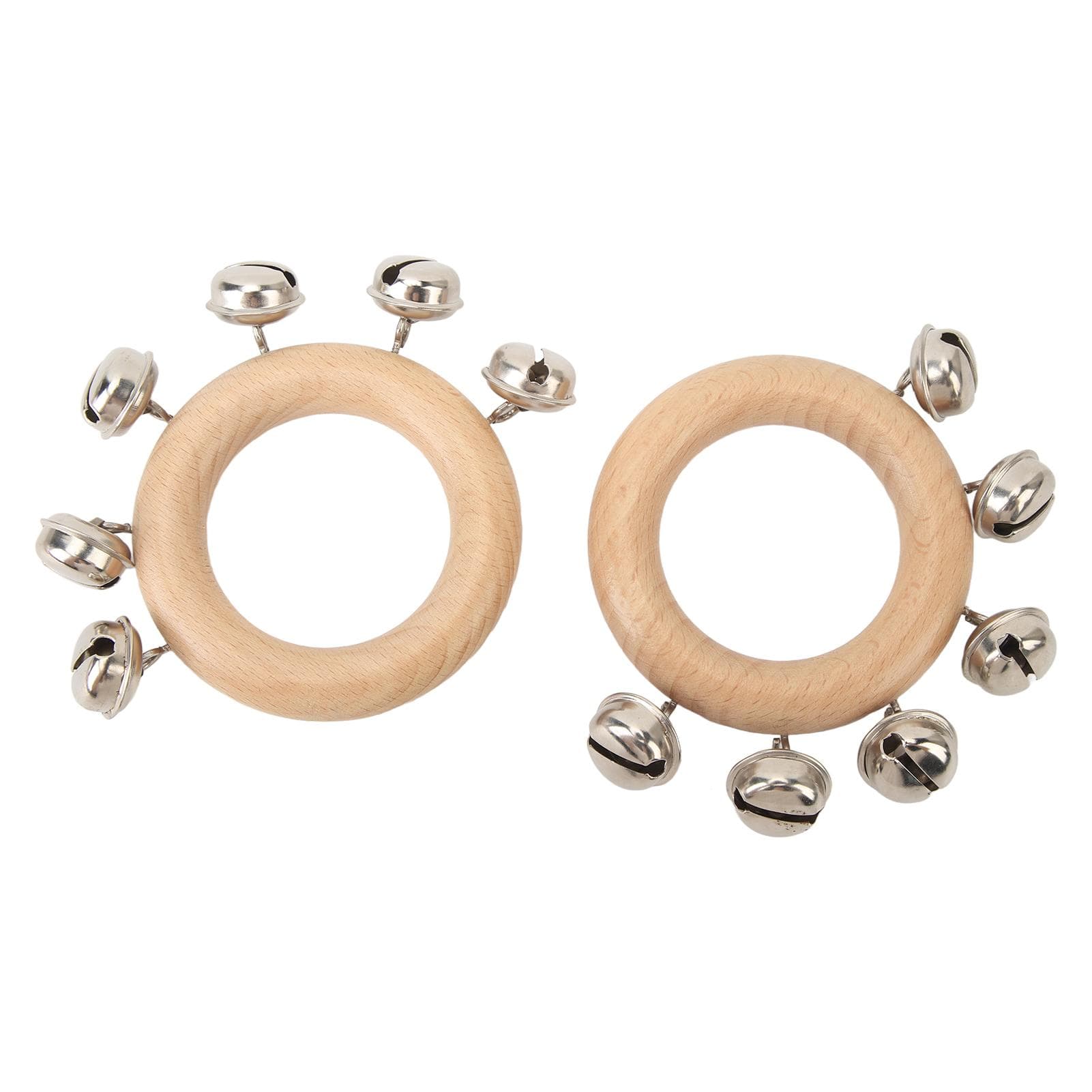 2 Pcs Hand Bell Rattle Round 8cm Diameter Bell Shaker Musical Instrument for Dancing Party