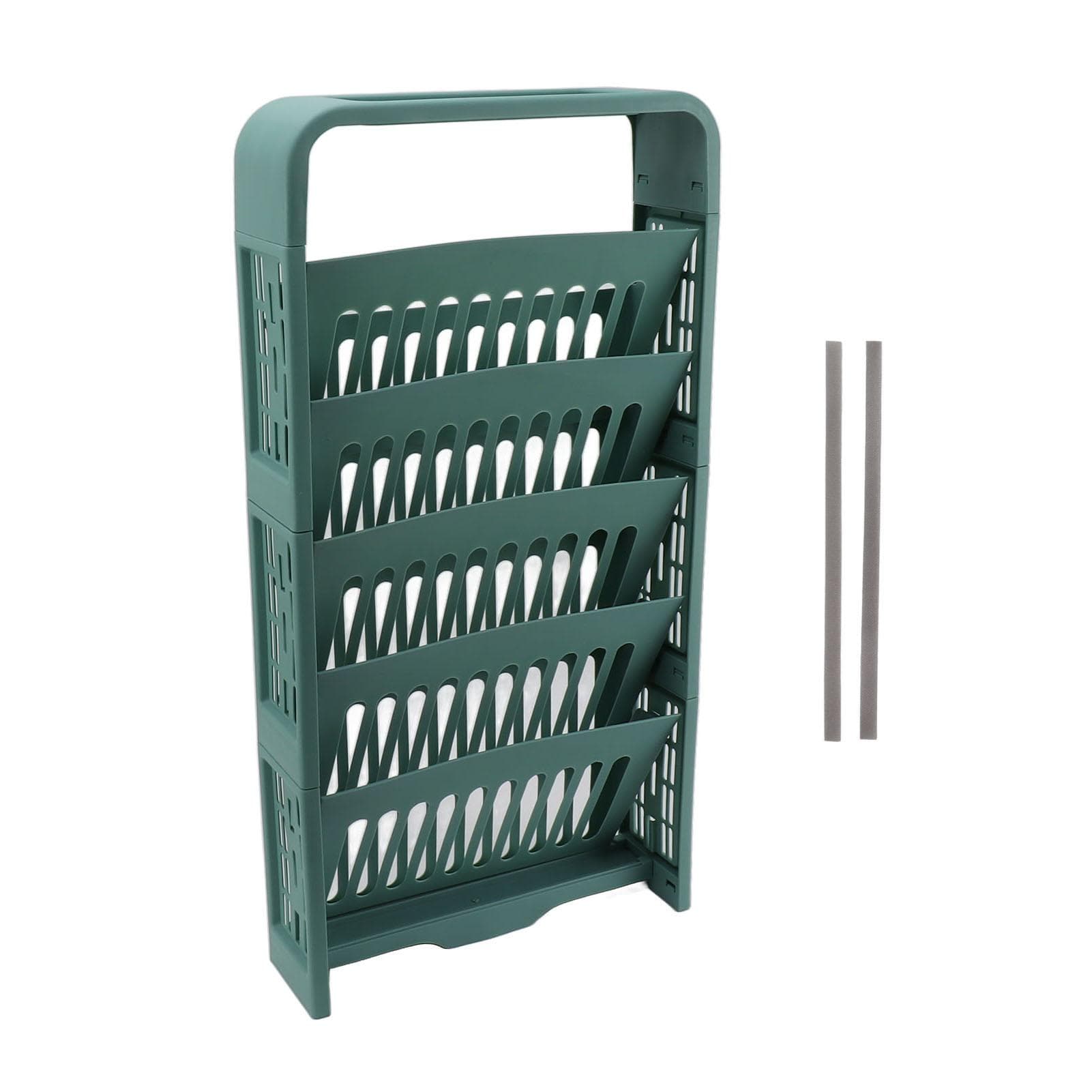 5 Tier Book Rack Large Capacity Compact Sturdy Durable Storage Bookshelf With Stationery Box for green