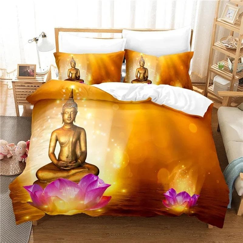 Buddha Statue Bedding Set Duvet Cover Set 3d Bedding Digital Printing Bed Linen Queen King Full Size Bedding Set Fashion Design AU Single 140x210cm