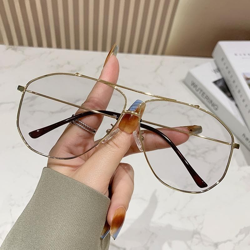 Fashionable Retro Sunglasses Double Beam Large Frame UV Resistant Sunshade Glasses Personalized Stylish Versatile
