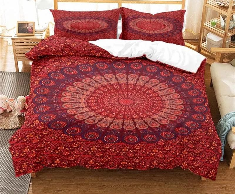 Bohemian Psychedelic Mandala Pattern Duvet Cover Set Bedding For Adult Kid Bed Set Comforter Cover With 1 Comforter 2 Pillowcase US King(264x228cm)