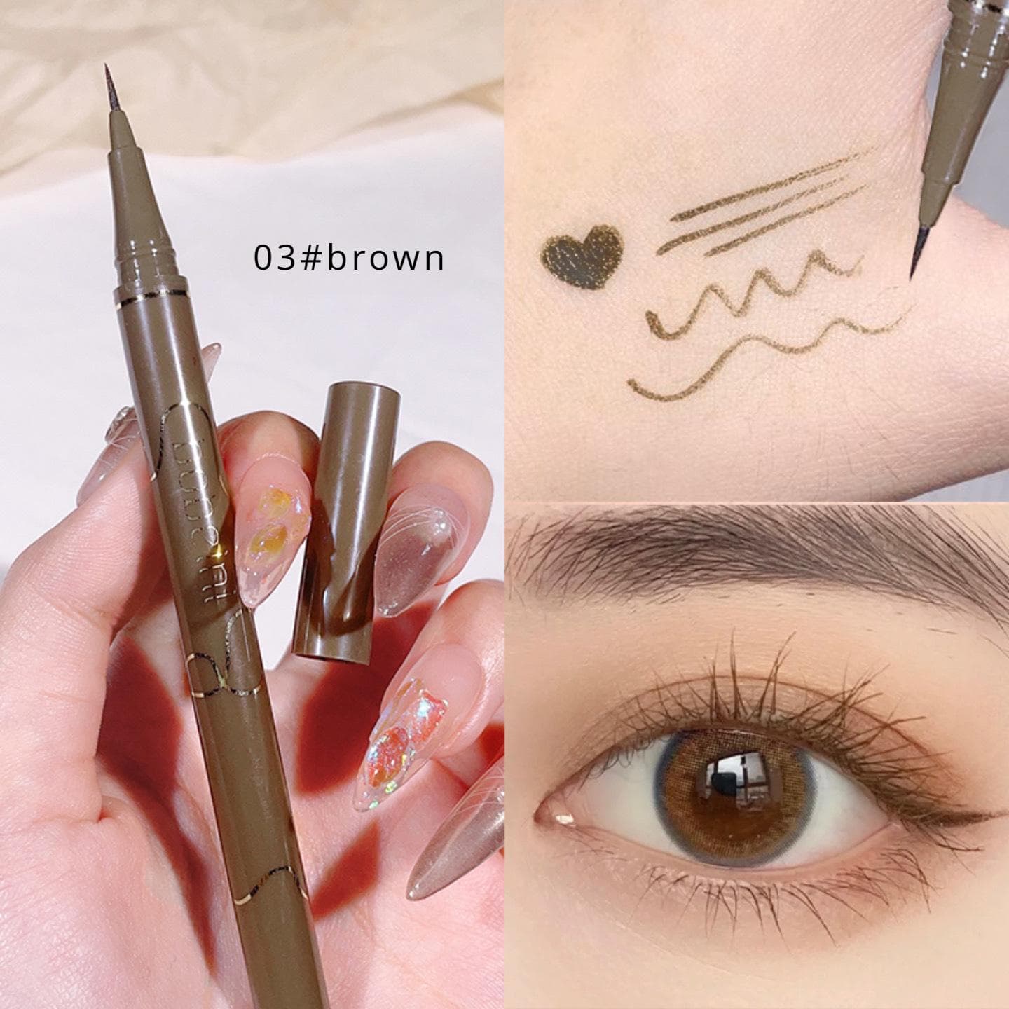 Slim Eyeliner Liquid Pencil Gel Pen Waterproof Quick Drying Easy To Apply Smudge-free Fine Tip Eyeliners 03