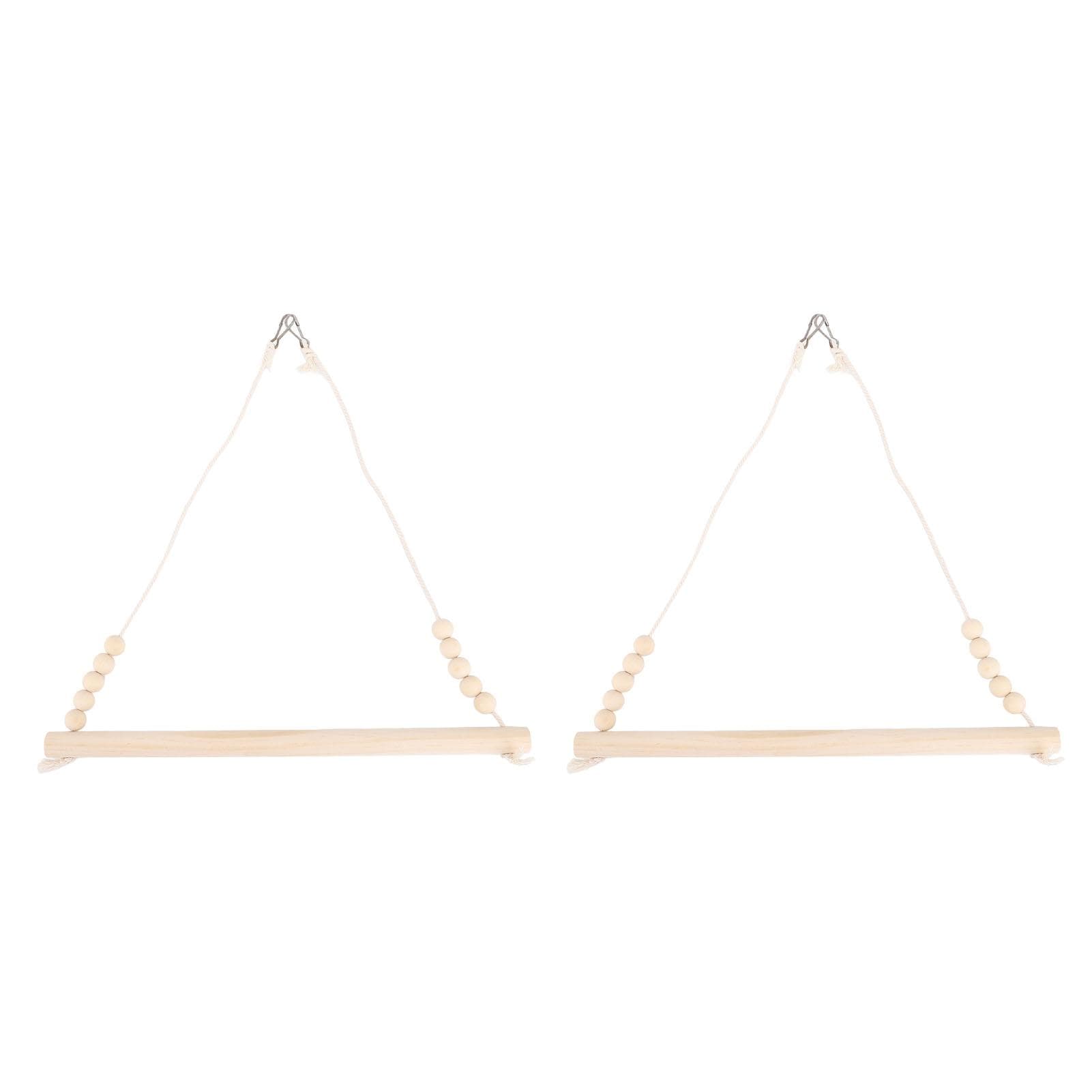 2PCS Triangle Bird Swing Toys Easy To Install Wooden Bird Hanging Hammock Perch for Bird