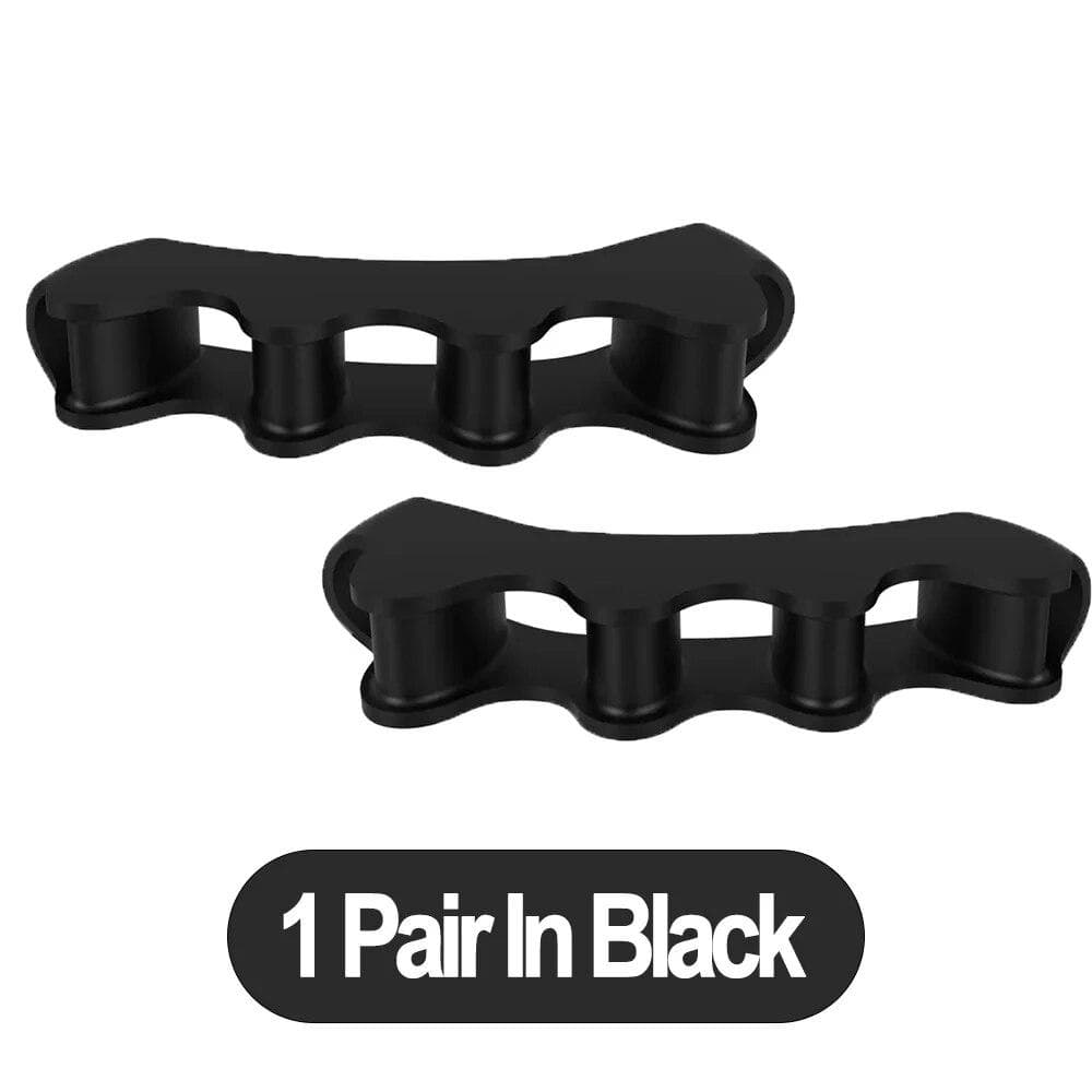 1 Pair Silicone Toe Separator Toe Protector 5 Holes Soft Silicone Material For Toe Separation Foot Care Tool black