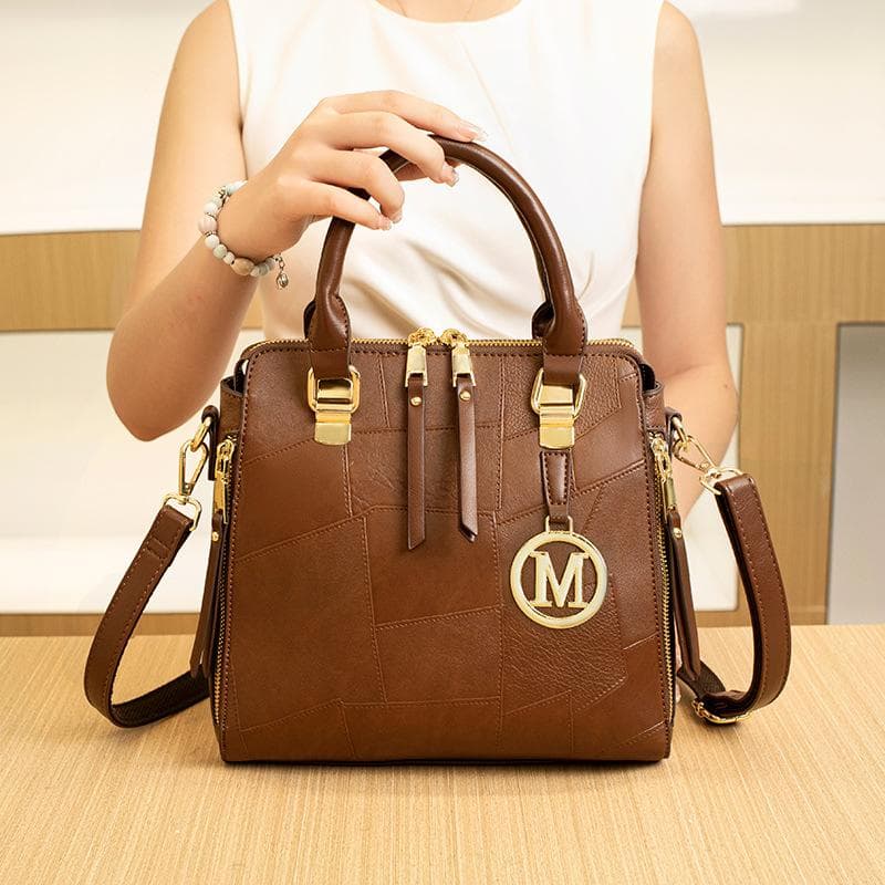 European and American Trendy Women's Bags, High-end Handbags, Retro Patchwork Bags, Single-shoulder Crossbody Tote Bags brown
