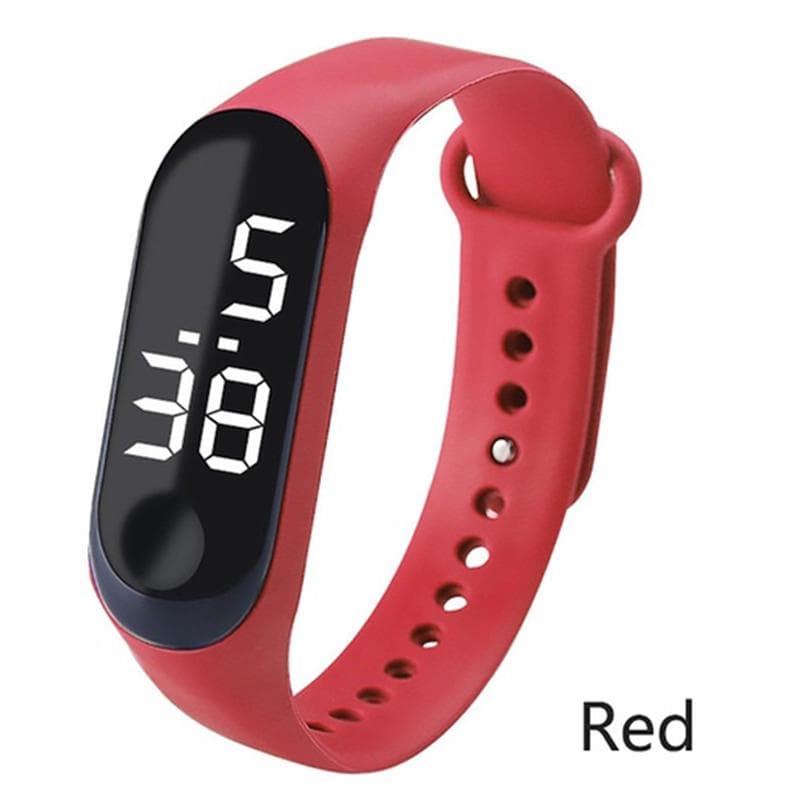 6 Color LED Digital Watch Touch Screen Wrist Watch Bracelet Sports Casual Electronic Watch Sport Watch red
