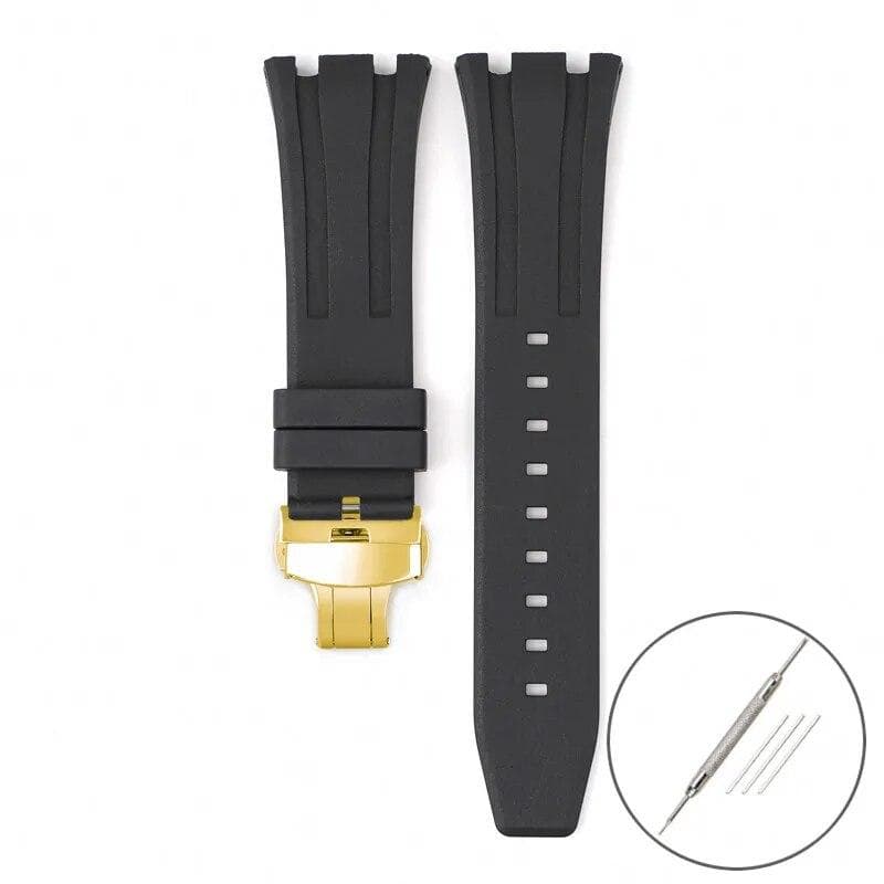 Fluoro Rubber Strap for Audemars Piguet Royal Oak 15400 15500 26331 Butterfly Buckle Men Soft FKM Replace Watch Band for AP 26mm 26mm
