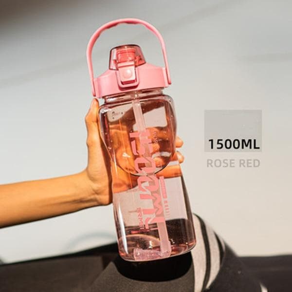 Water Bottle Sport 2L Half Gallon With Straw Handle Mark Fitness Jug BPA Free Travel Bicycle GYM Drinkware botella de agua