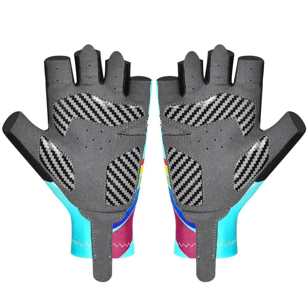 Outdoor Sport Children Bike Cycling Gloves Half Finger Silicone Pad Accessory for Kid(sky blue L)