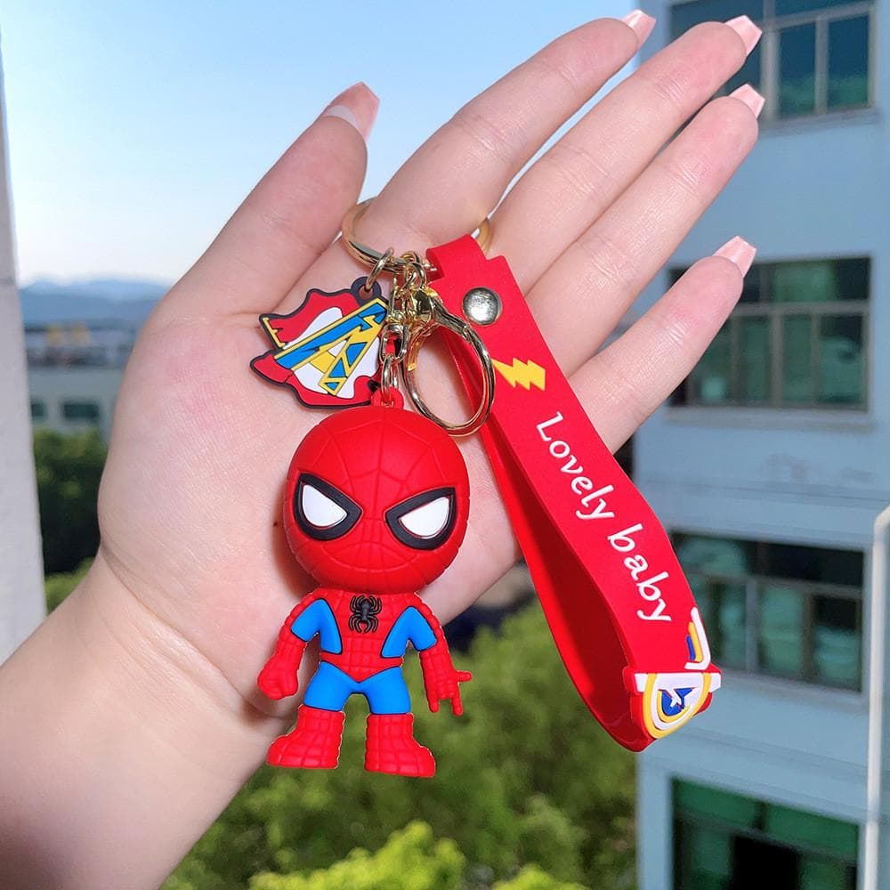 Superhero Keychain Accessories Spiderman Hulk Iron Man Key Ring Cute Car Decor Gift Spiderman