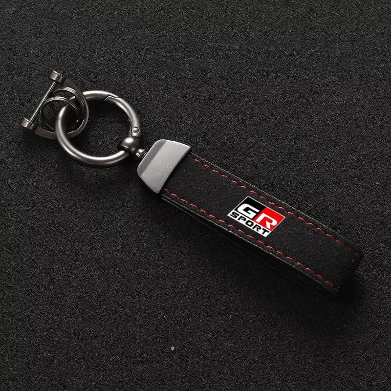 High Quality Suede Leather Keychain Key Rings For GR Sport Corolla RAV4 C-HR Camry Prado Prius Fashion Leather Keychain black