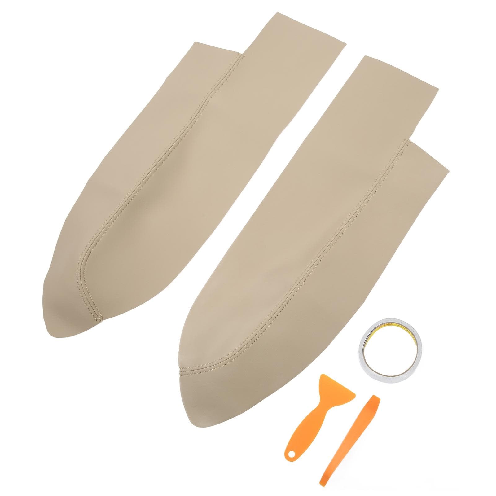 1 Pair Front Door Panel Armrest Cover Microfiber Leather Car Interior Accessories Replacement for beige